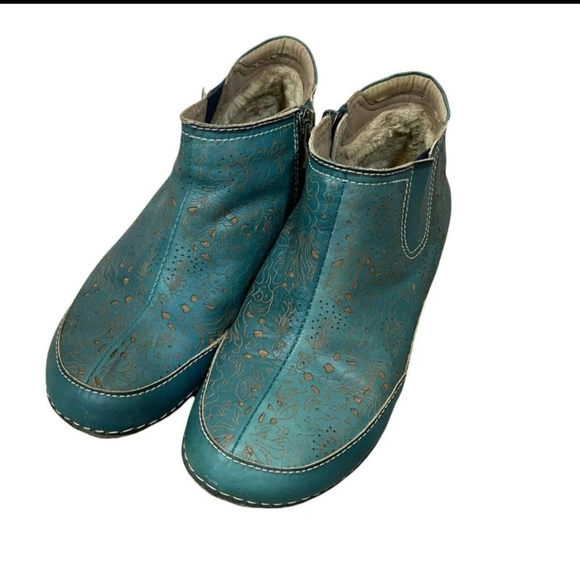 L'Artiste Womens Petrol Blue Libootie Hand Painted Ankle Boots US 6 - Picture 7 of 7